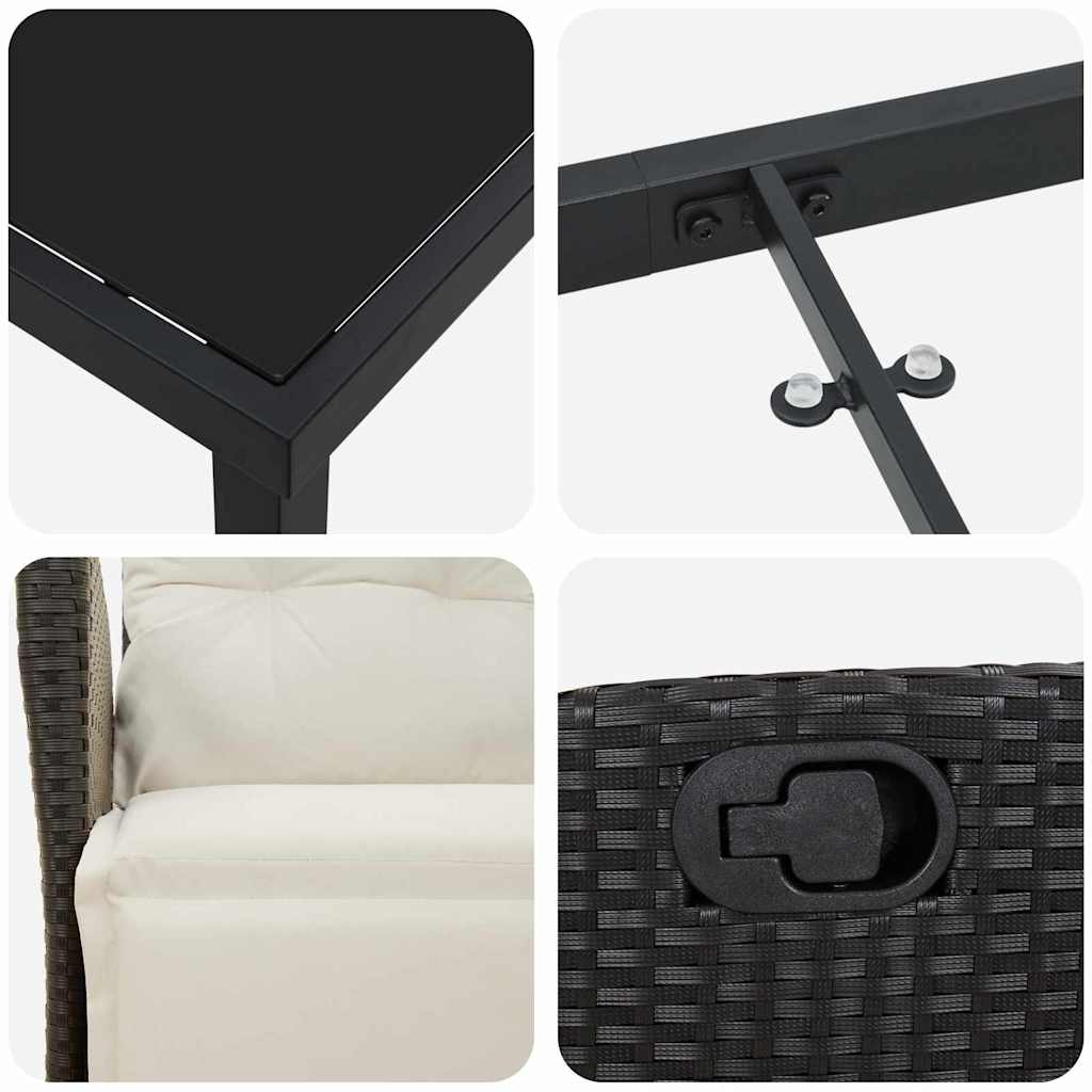 Have Spisebordssæt med pude 5 pcs Sort polyrattan