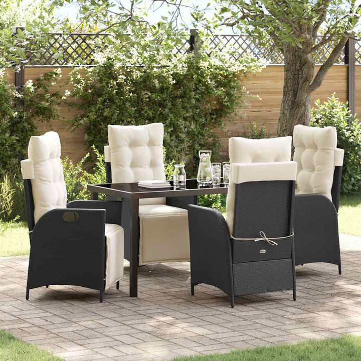 Have Spisebordssæt med pude 5 pcs Sort polyrattan