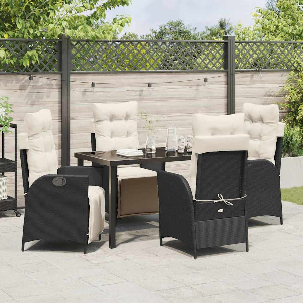 Have Spisebordssæt med pude 5 pcs Sort polyrattan