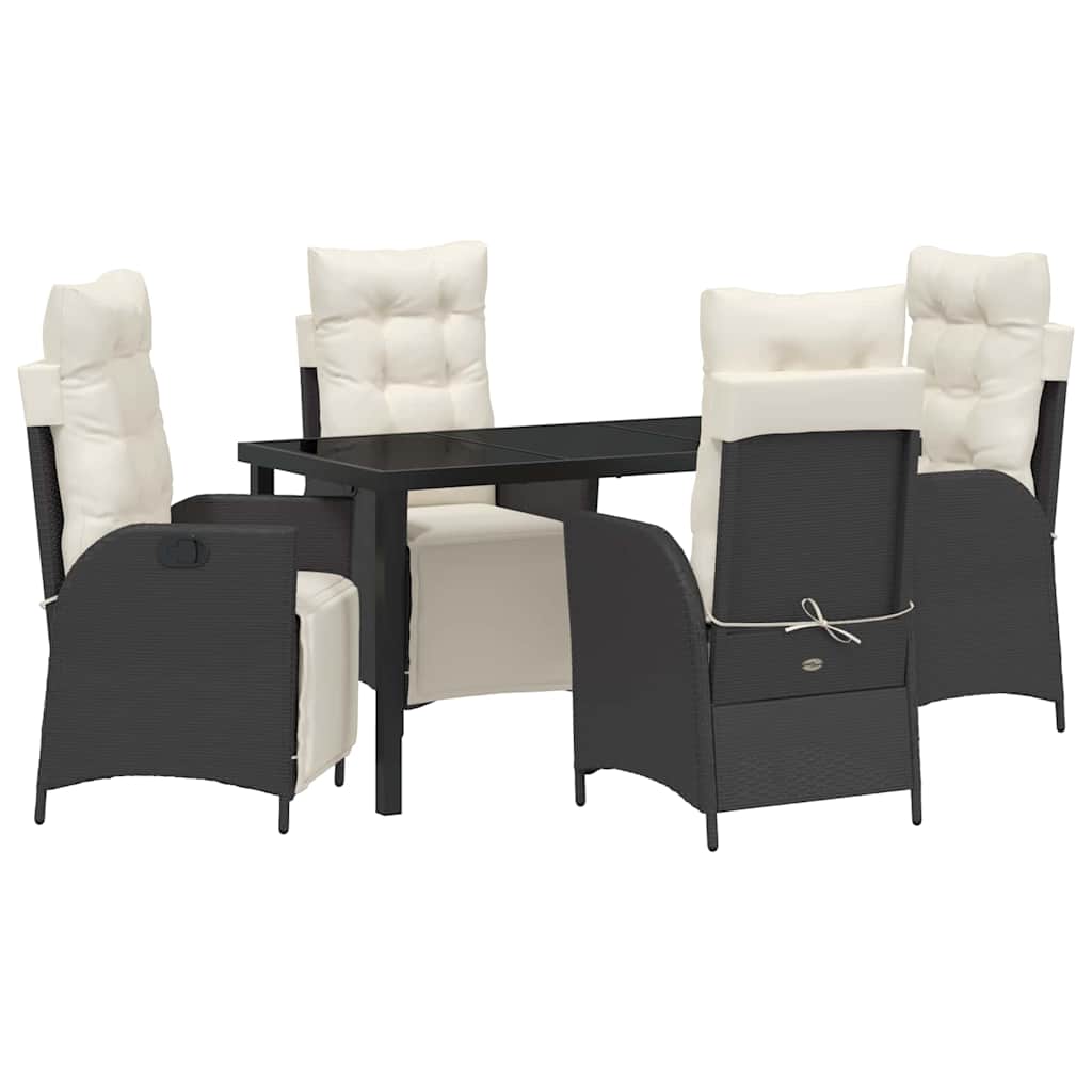 Have Spisebordssæt med pude 5 pcs Sort polyrattan