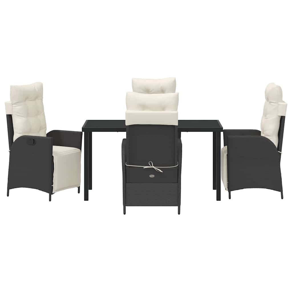 Have Spisebordssæt med pude 5 pcs Sort polyrattan