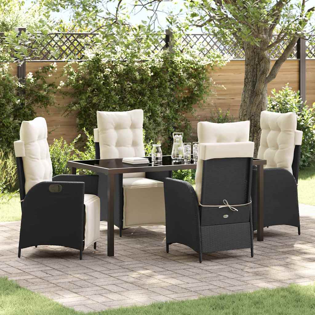 Have Spisebordssæt med pude 5 pcs Sort polyrattan