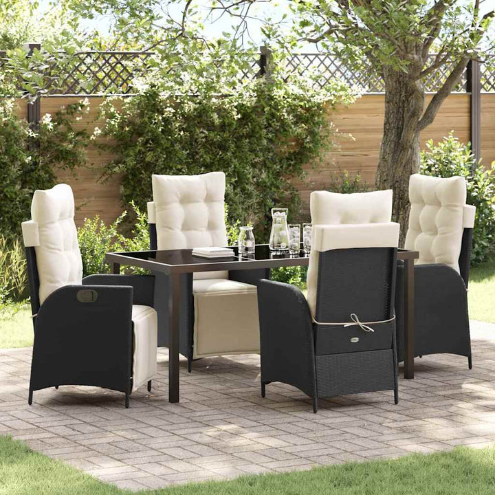 Have Spisebordssæt med pude 5 pcs Sort polyrattan