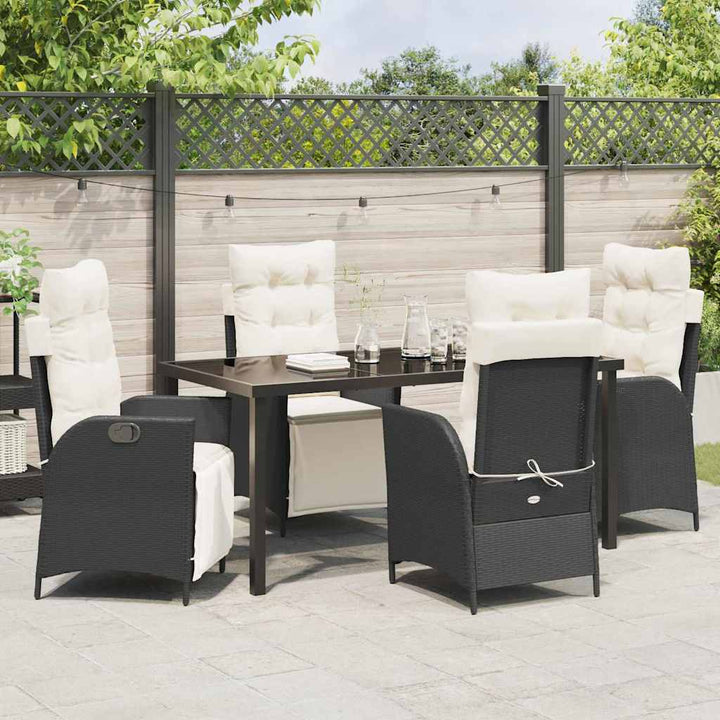 Have Spisebordssæt med pude 5 pcs Sort polyrattan