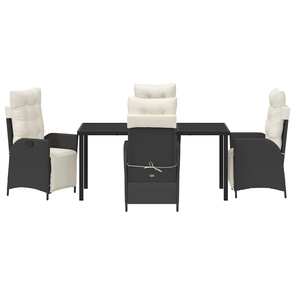 Have Spisebordssæt med pude 5 pcs Sort polyrattan