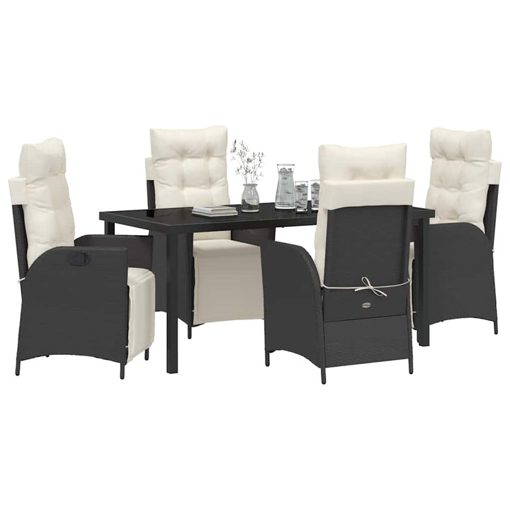 Have Spisebordssæt med pude 5 pcs Sort polyrattan