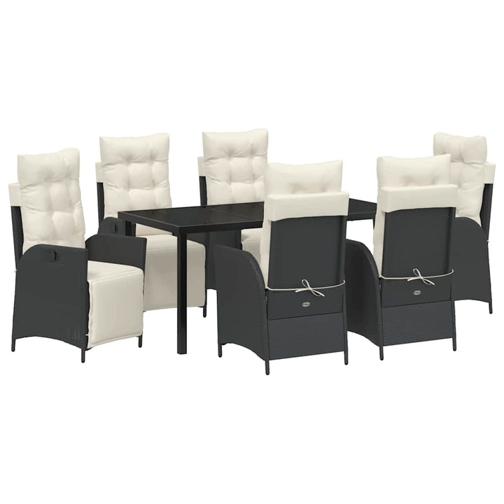 Have Spisebordssæt med pude 7 pcs Sort polyrattan