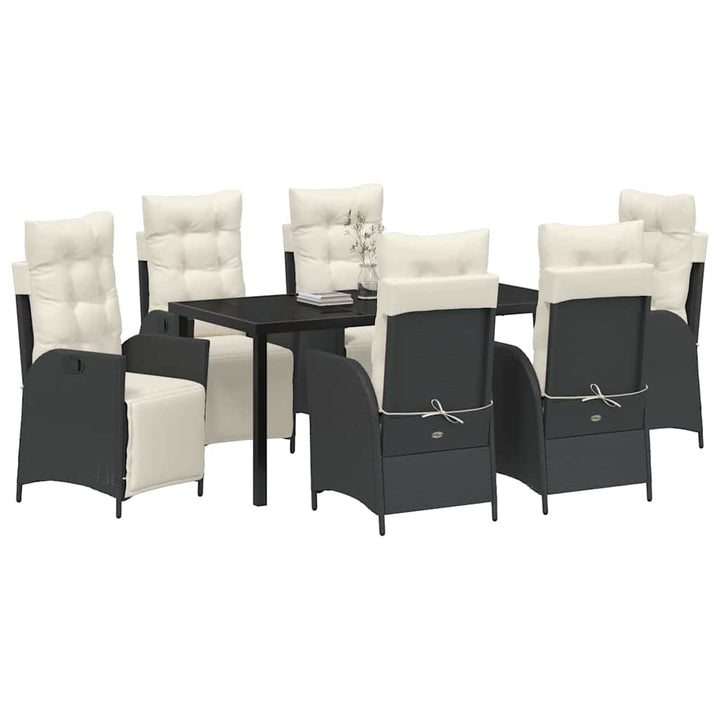 Have Spisebordssæt med pude 7 pcs Sort polyrattan