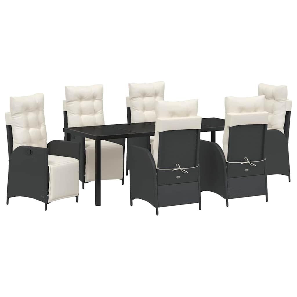 Have Spisebordssæt med pude 7 pcs Sort polyrattan