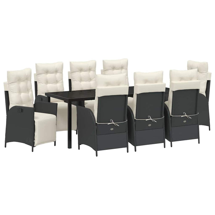 Have Spisebordssæt med pude 9 pcs Sort polyrattan