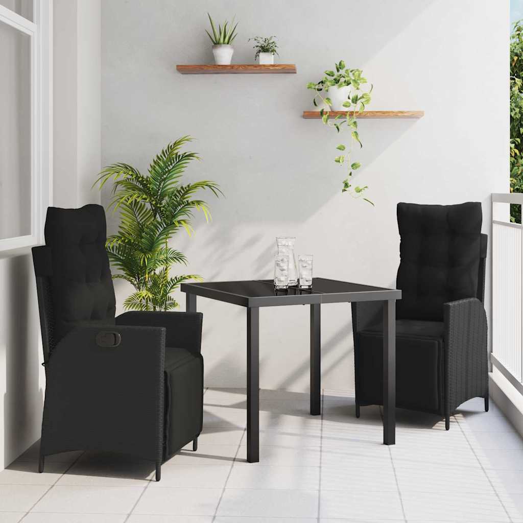 Have Spisebordssæt med pude 3 pcs Sort polyrattan