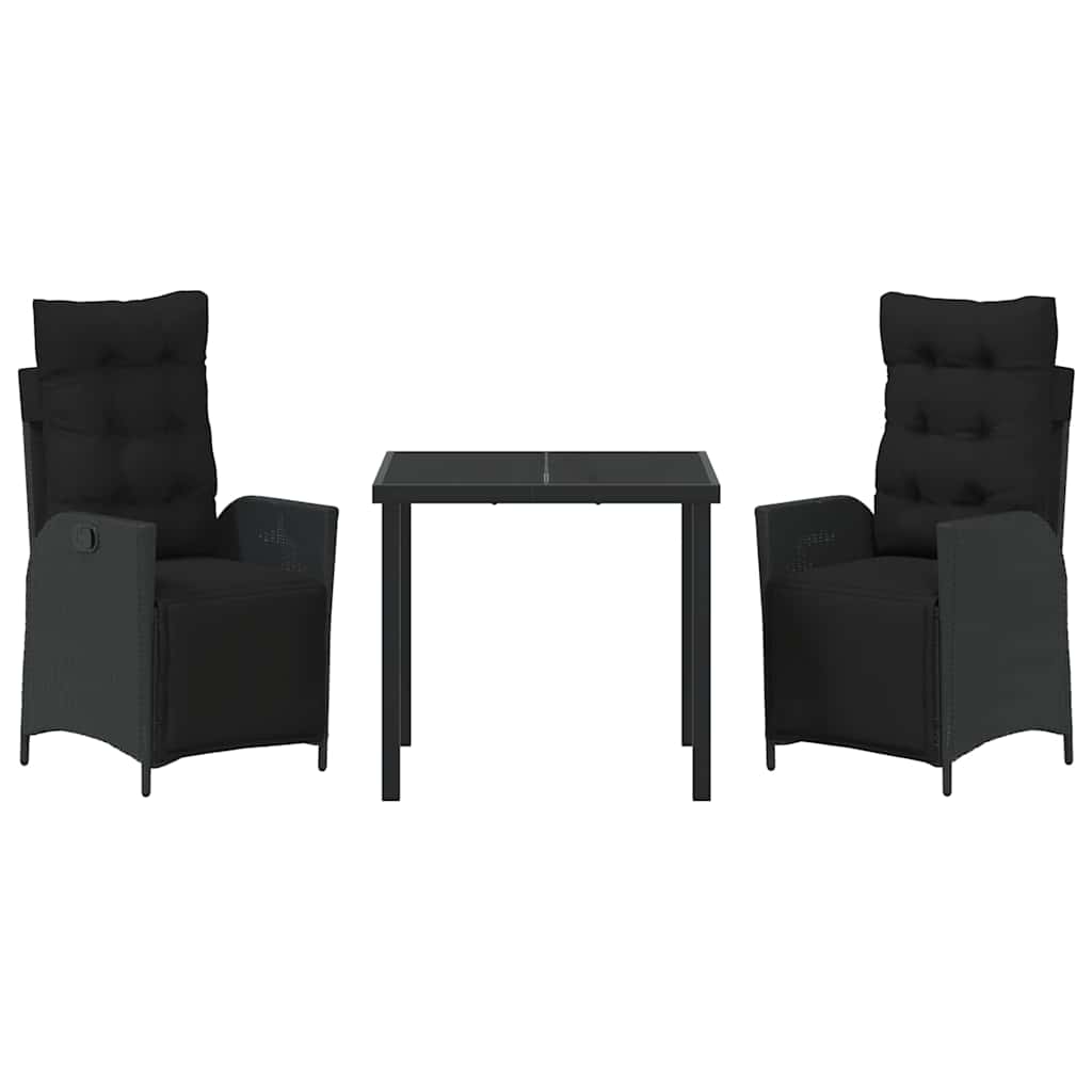 Have Spisebordssæt med pude 3 pcs Sort polyrattan