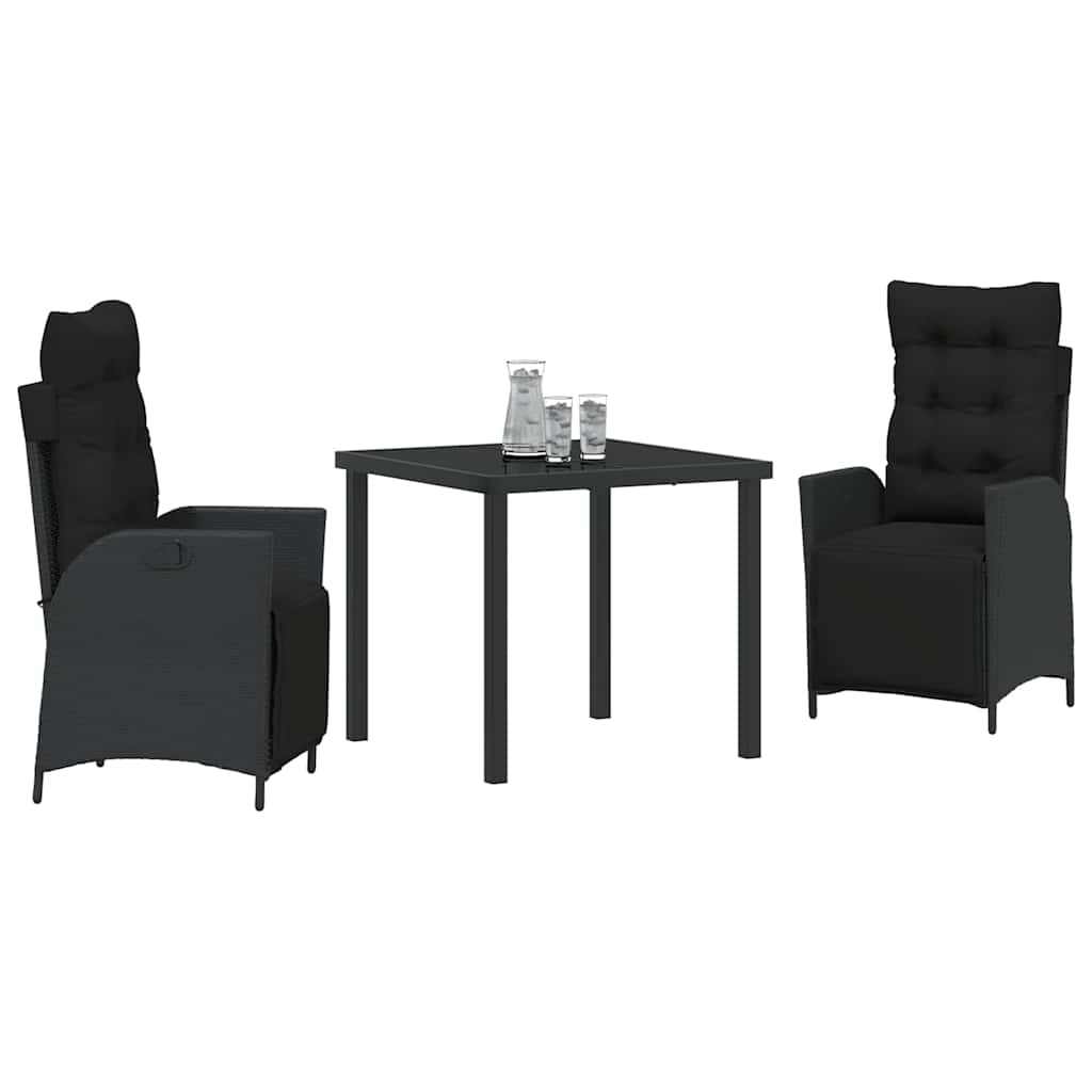 Have Spisebordssæt med pude 3 pcs Sort polyrattan