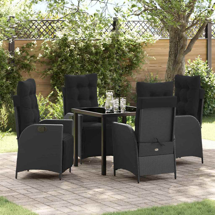 Have Spisebordssæt med pude 5 pcs Sort polyrattan