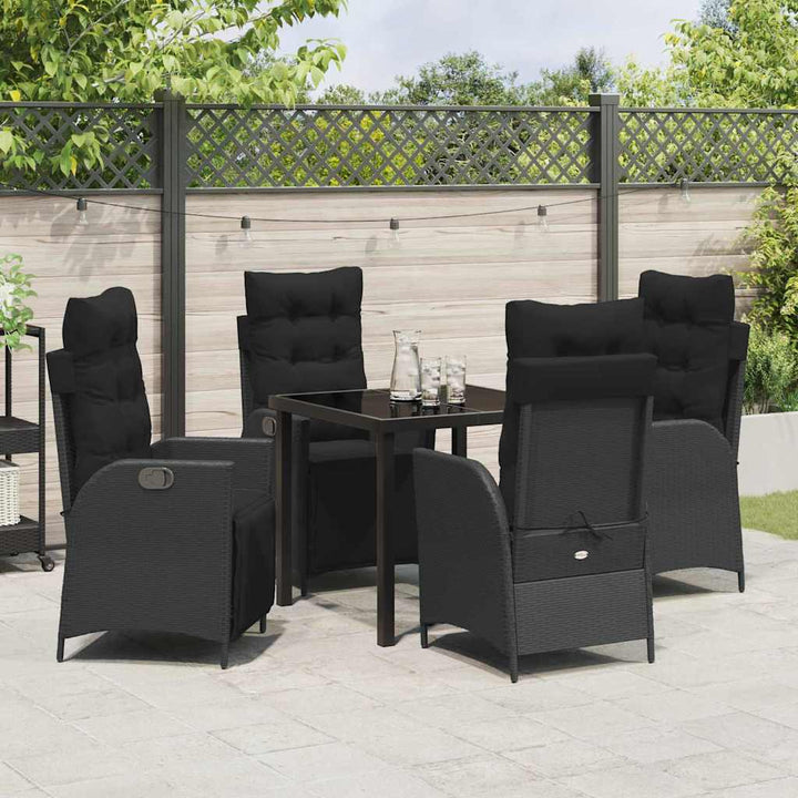 Have Spisebordssæt med pude 5 pcs Sort polyrattan