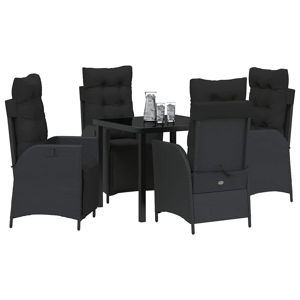 Have Spisebordssæt med pude 5 pcs Sort polyrattan