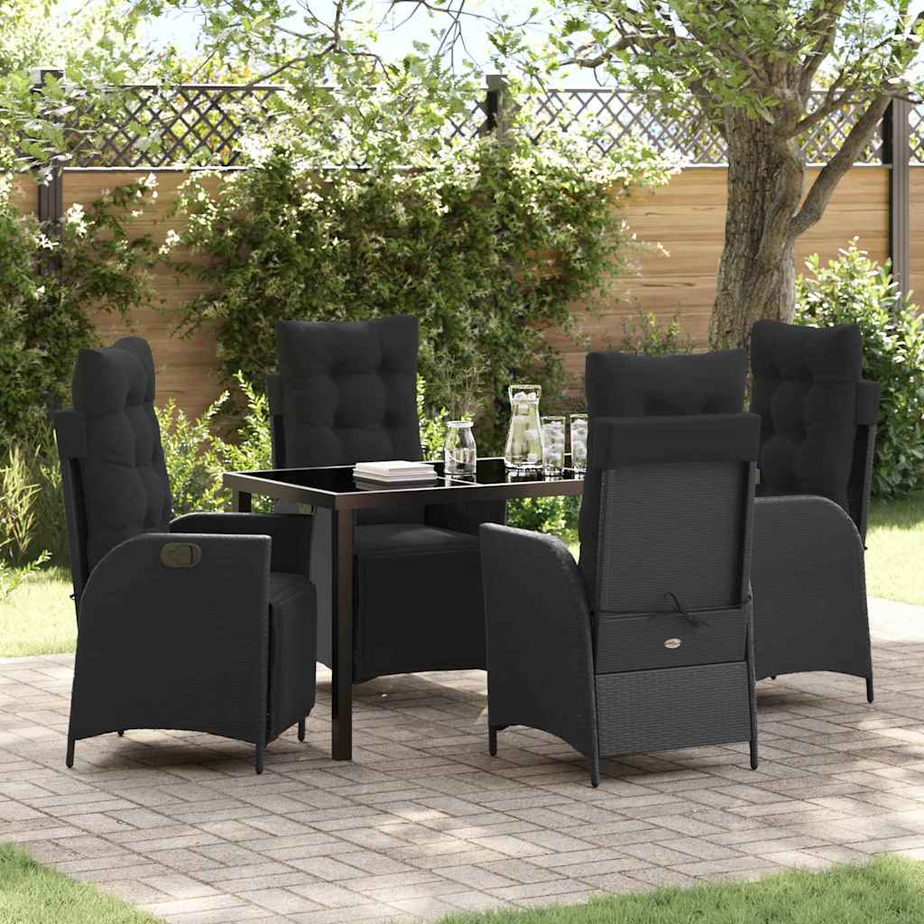 Have Spisebordssæt med pude 5 pcs Sort polyrattan