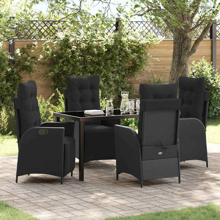 Have Spisebordssæt med pude 5 pcs Sort polyrattan