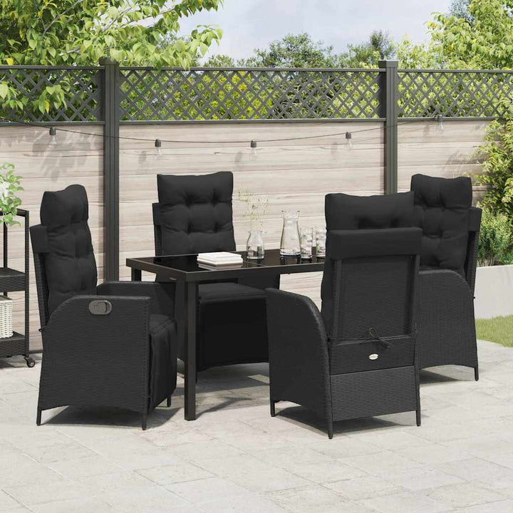 Have Spisebordssæt med pude 5 pcs Sort polyrattan