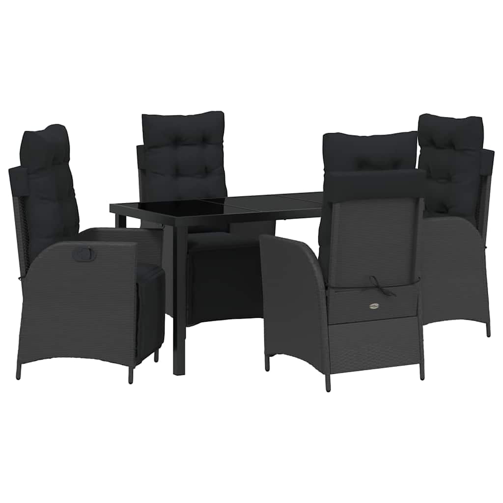 Have Spisebordssæt med pude 5 pcs Sort polyrattan