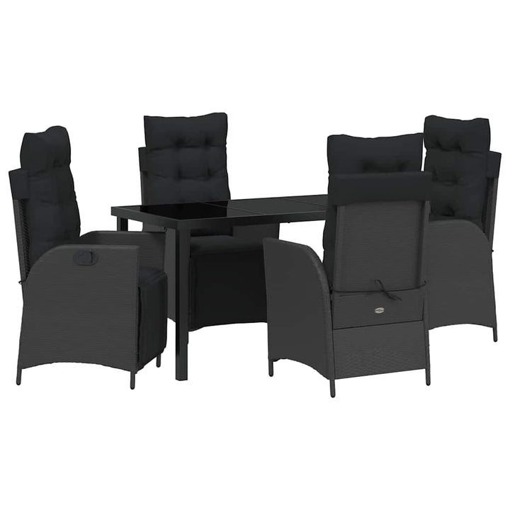Have Spisebordssæt med pude 5 pcs Sort polyrattan