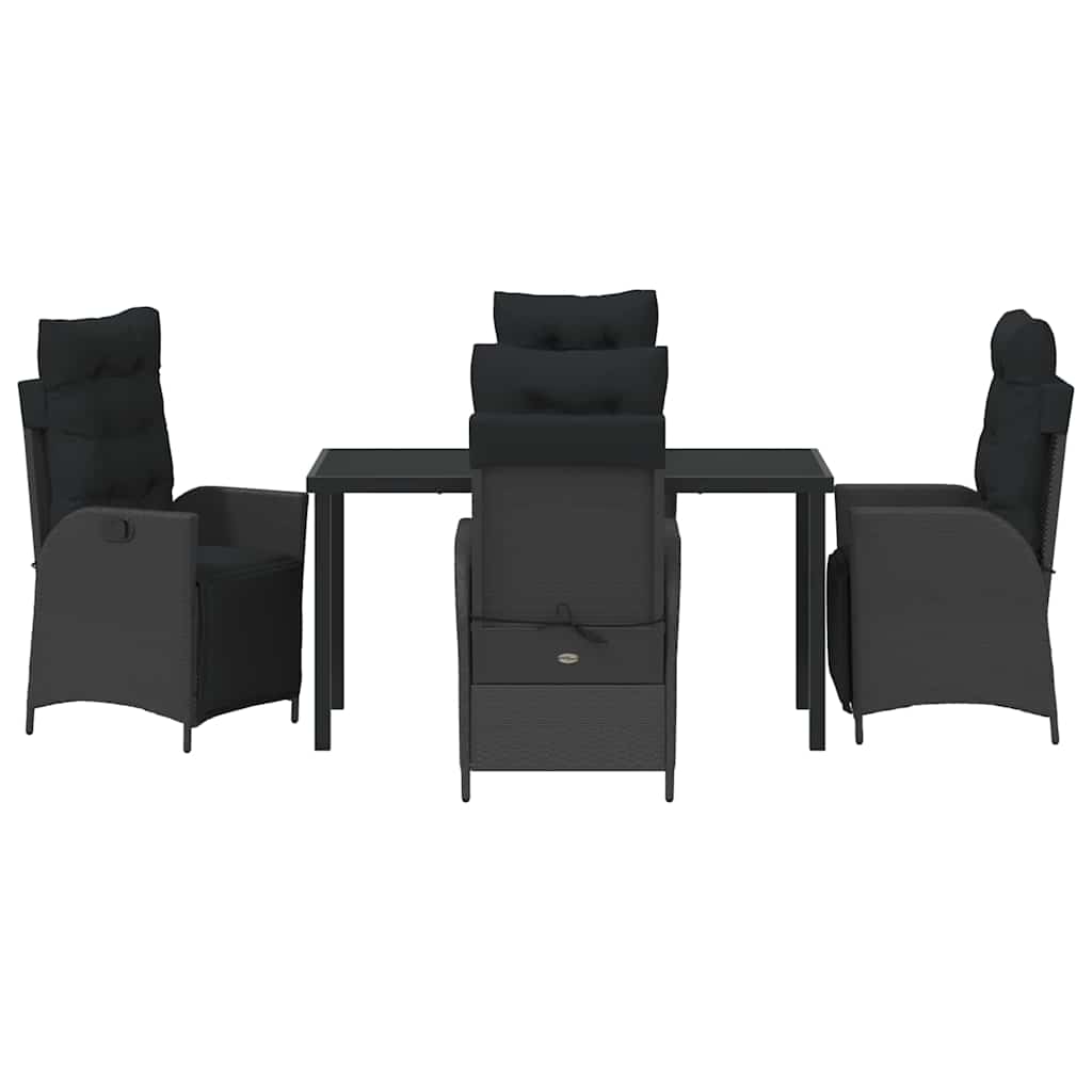 Have Spisebordssæt med pude 5 pcs Sort polyrattan