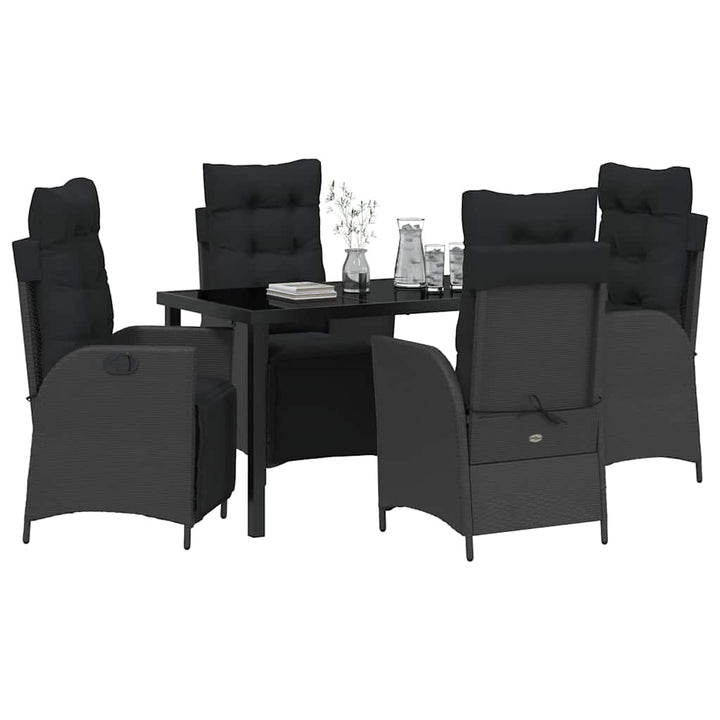 Have Spisebordssæt med pude 5 pcs Sort polyrattan