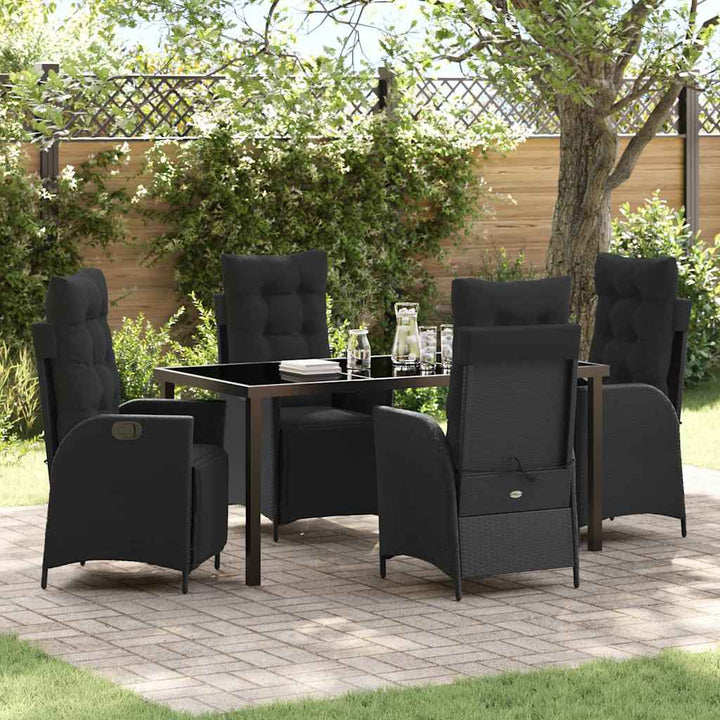 Have Spisebordssæt med pude 5 pcs Sort polyrattan
