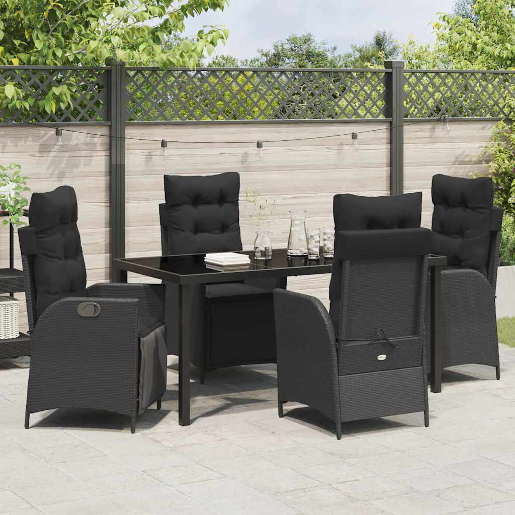 Have Spisebordssæt med pude 5 pcs Sort polyrattan