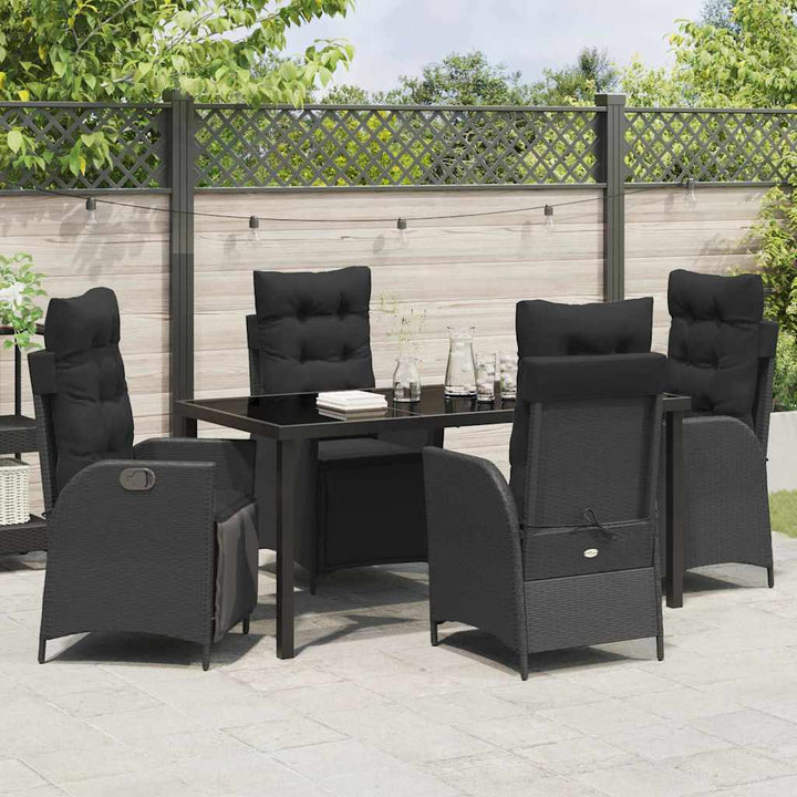 Have Spisebordssæt med pude 5 pcs Sort polyrattan