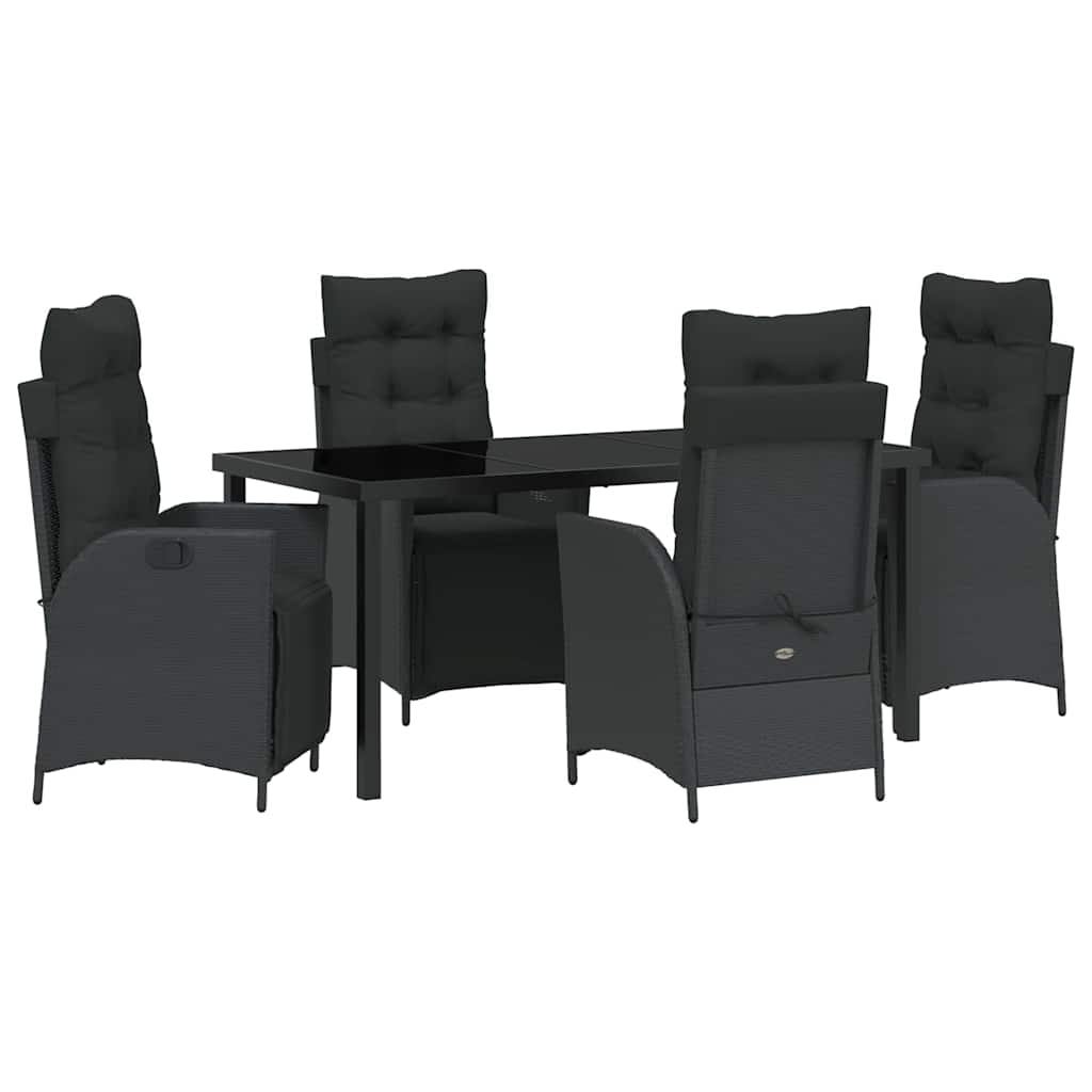 Have Spisebordssæt med pude 5 pcs Sort polyrattan