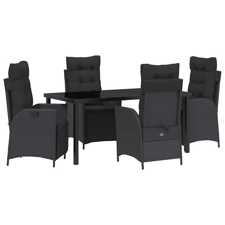 Have Spisebordssæt med pude 5 pcs Sort polyrattan