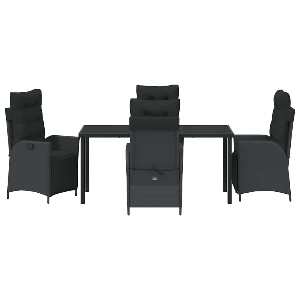 Have Spisebordssæt med pude 5 pcs Sort polyrattan