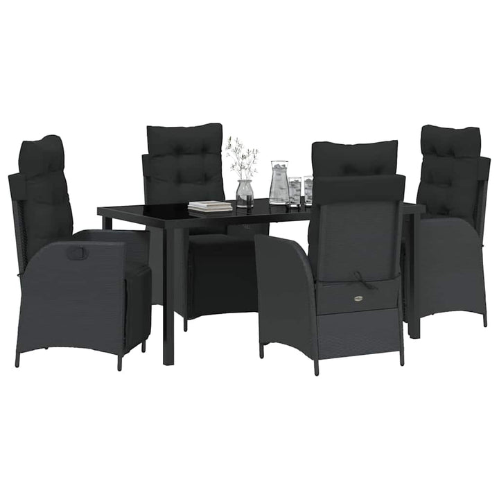 Have Spisebordssæt med pude 5 pcs Sort polyrattan