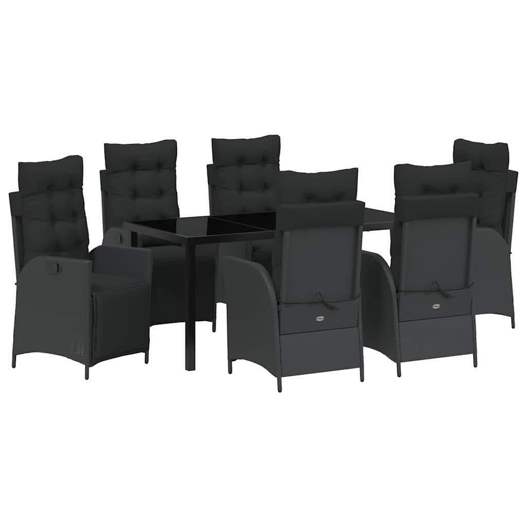 Have Spisebordssæt med pude 7 pcs Sort polyrattan