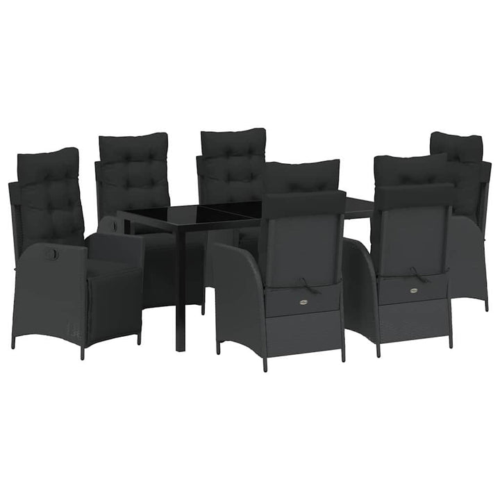 Have Spisebordssæt med pude 7 pcs Sort polyrattan