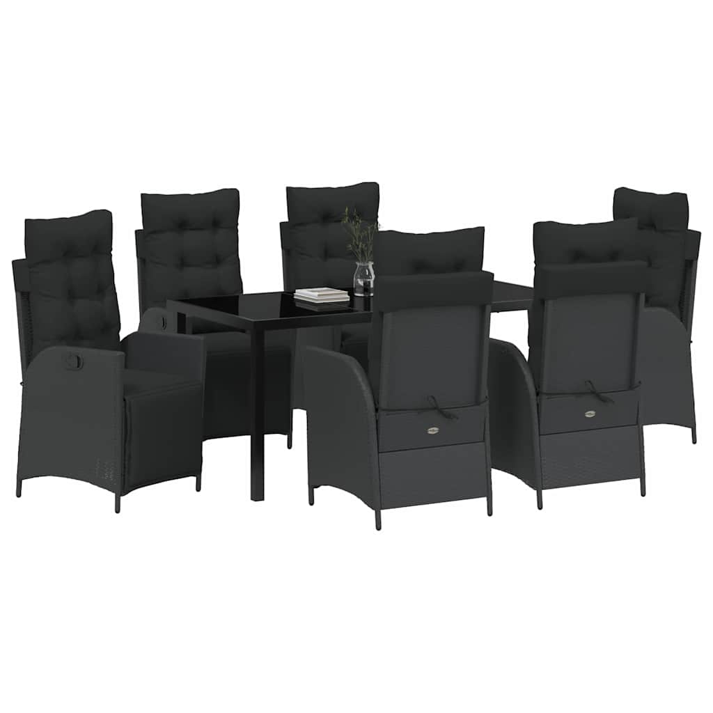 Have Spisebordssæt med pude 7 pcs Sort polyrattan