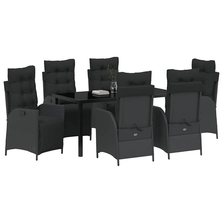 Have Spisebordssæt med pude 7 pcs Sort polyrattan