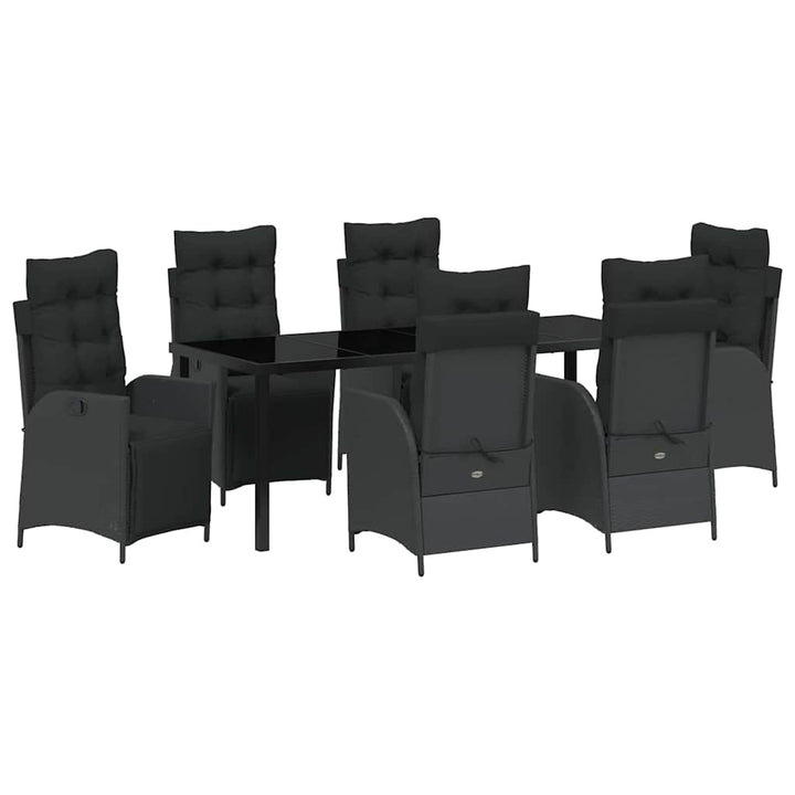 Have Spisebordssæt med pude 7 pcs Sort polyrattan