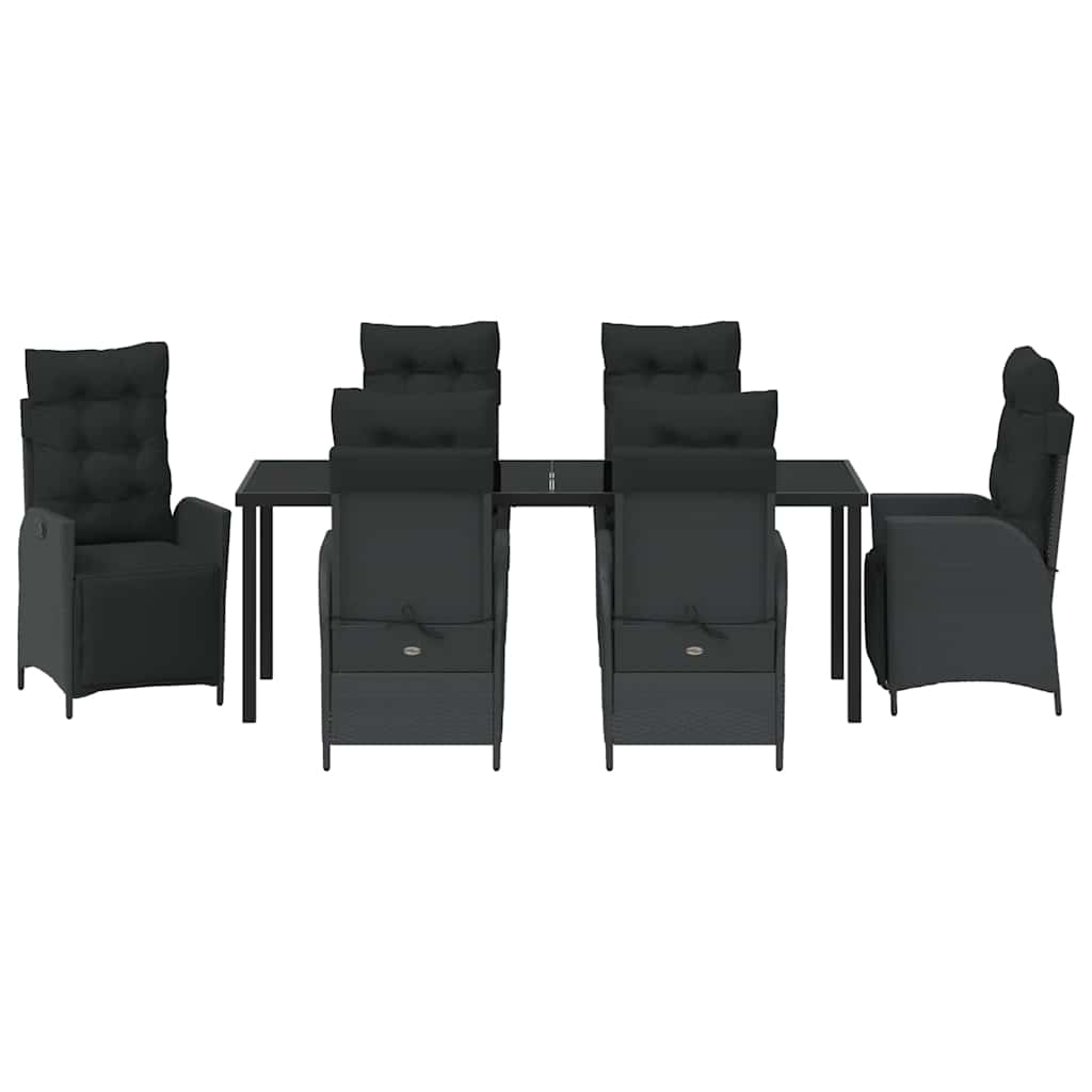 Have Spisebordssæt med pude 7 pcs Sort polyrattan