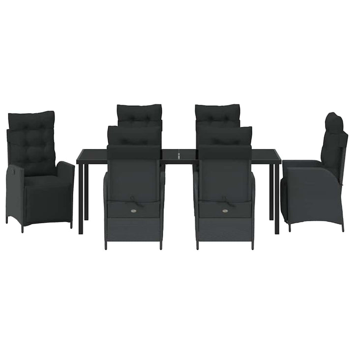 Have Spisebordssæt med pude 7 pcs Sort polyrattan