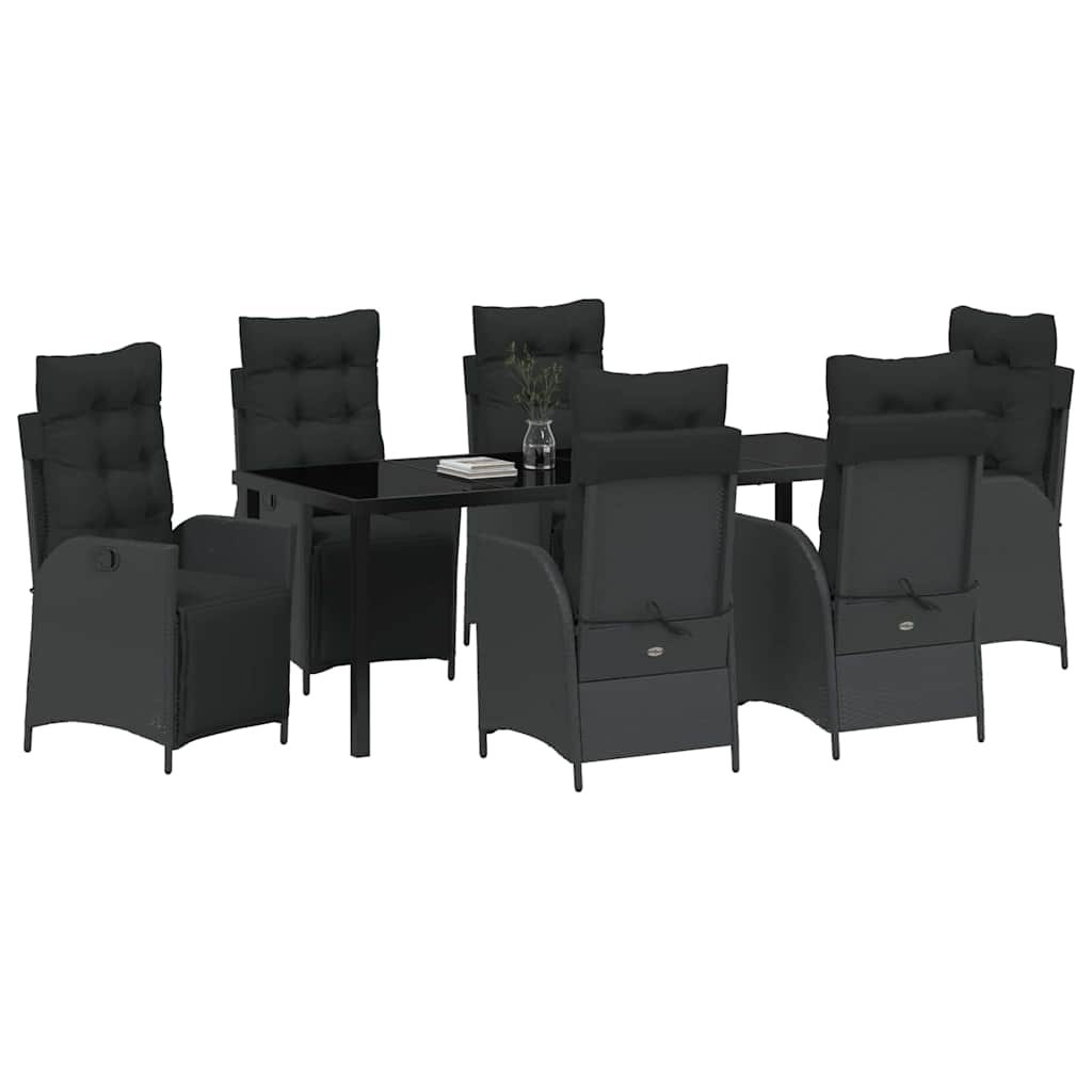 Have Spisebordssæt med pude 7 pcs Sort polyrattan