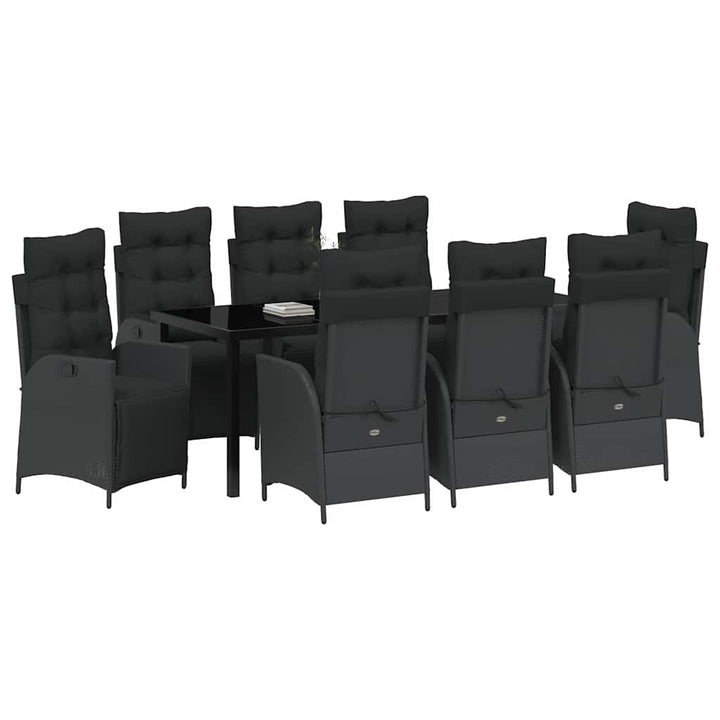 Have Spisebordssæt med pude 9 pcs Sort polyrattan