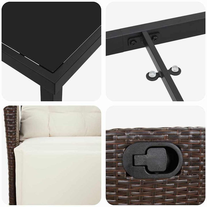 Have Spisebordssæt med pude 3 pcs Brun polyrattan