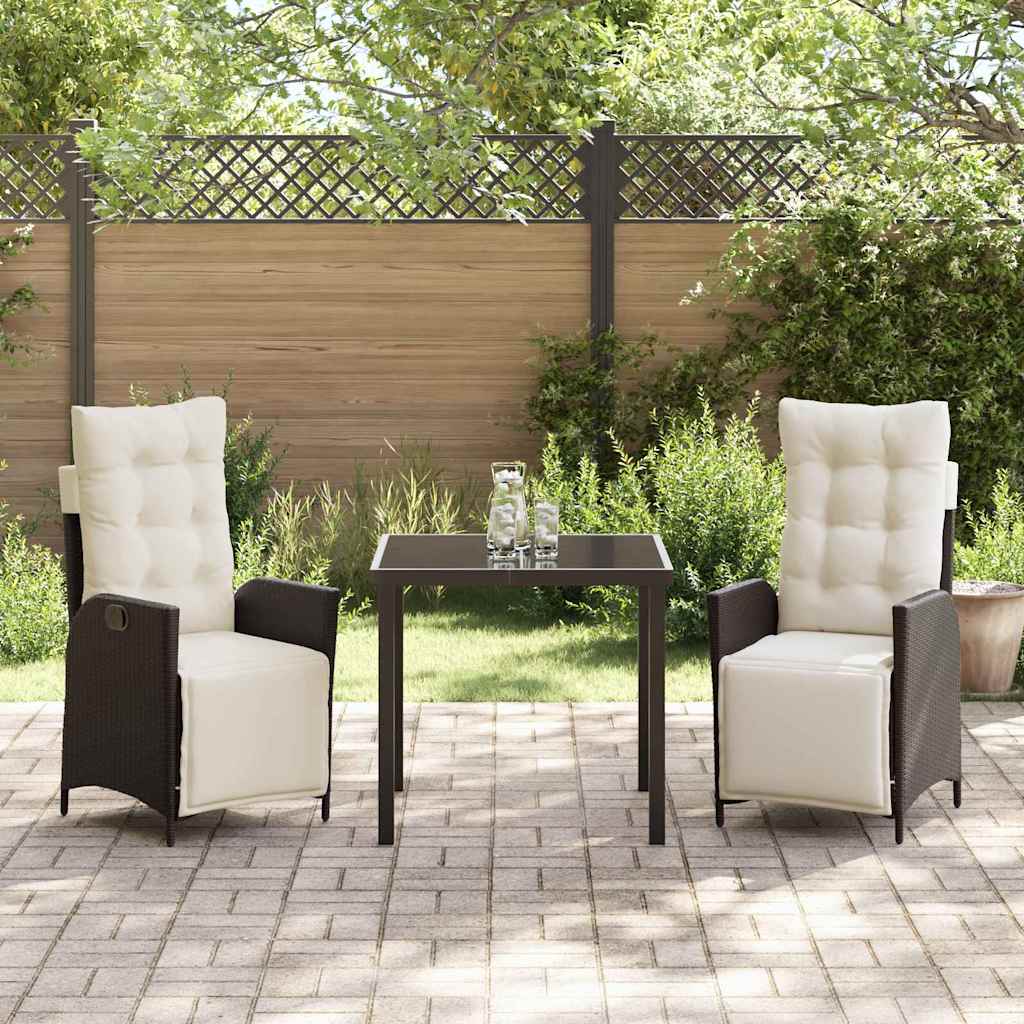 Have Spisebordssæt med pude 3 pcs Brun polyrattan