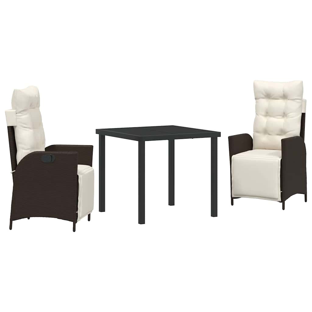 Have Spisebordssæt med pude 3 pcs Brun polyrattan