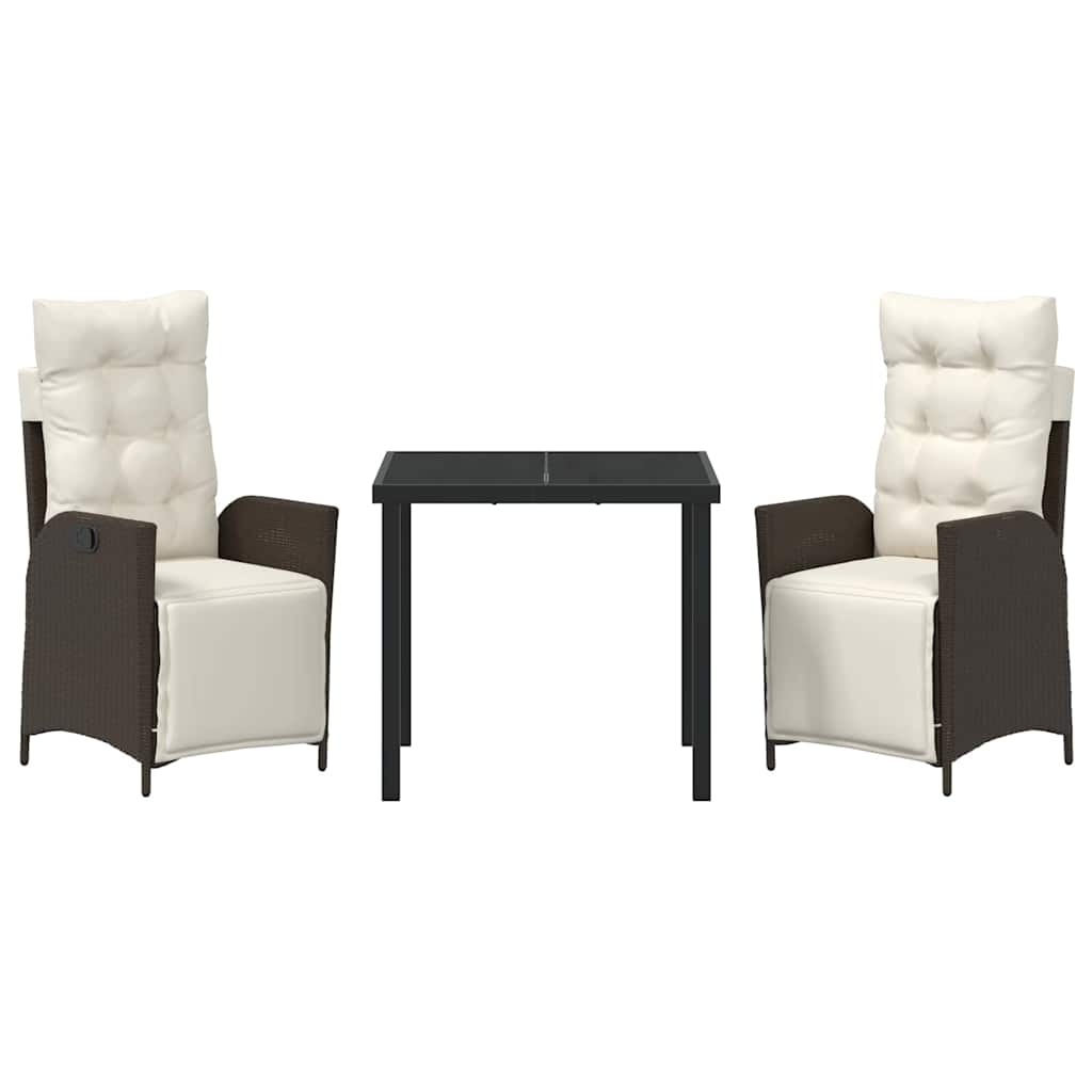 Have Spisebordssæt med pude 3 pcs Brun polyrattan