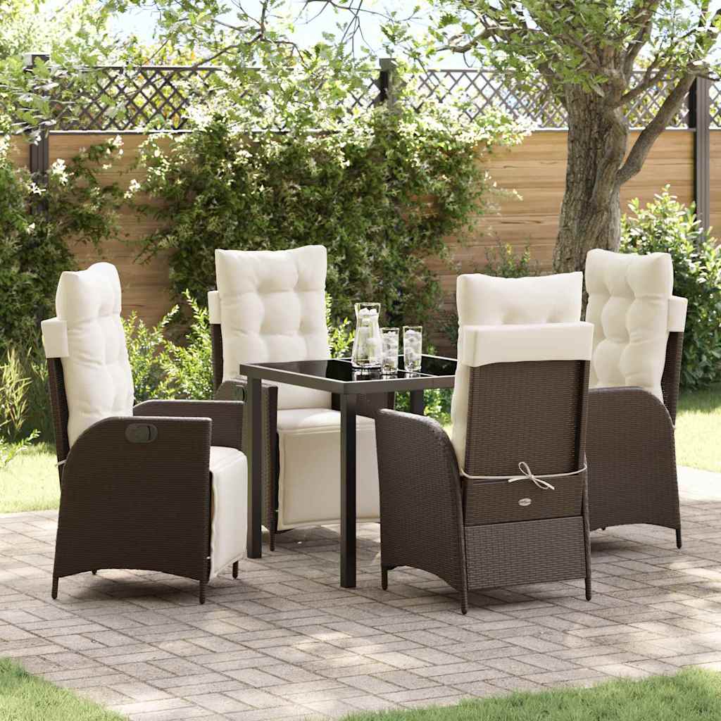 Have Spisebordssæt med pude 5 pcs Brun polyrattan