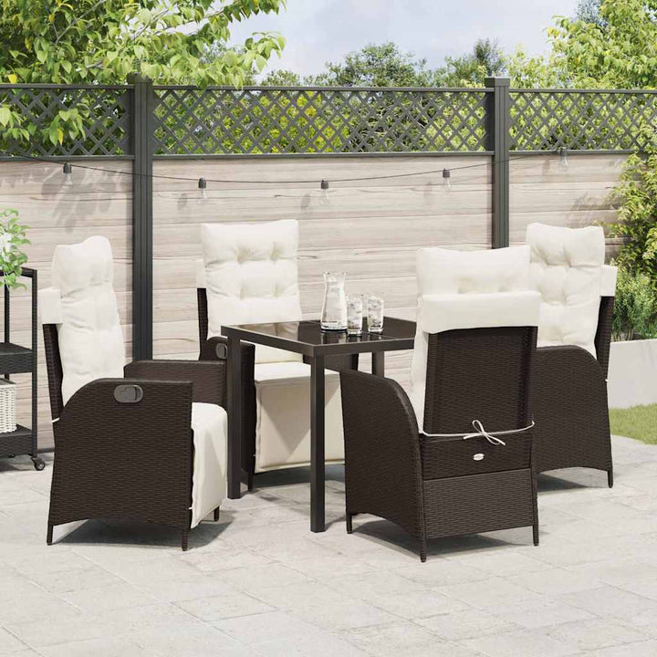 Have Spisebordssæt med pude 5 pcs Brun polyrattan