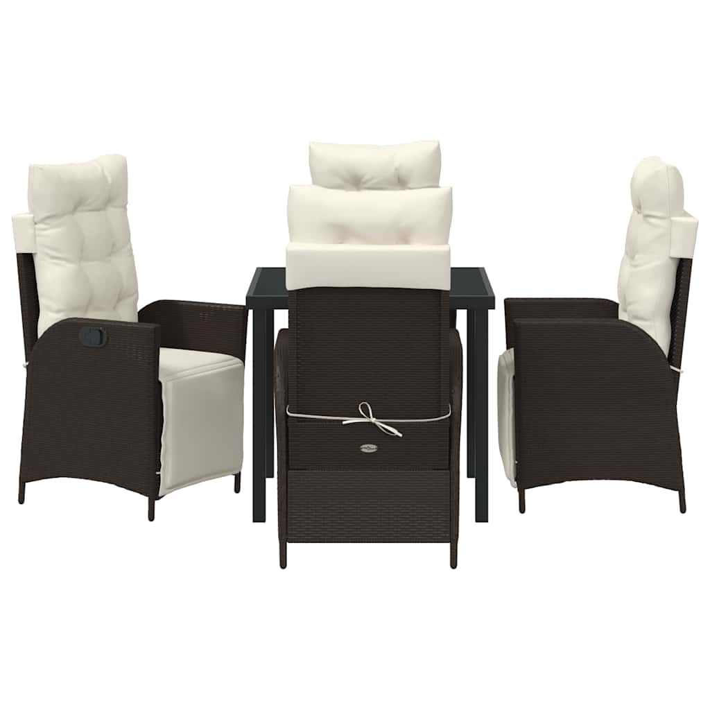 Have Spisebordssæt med pude 5 pcs Brun polyrattan